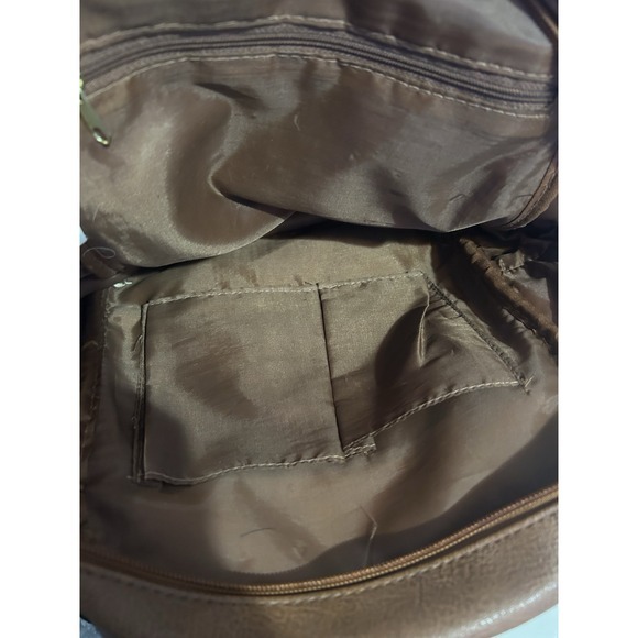 Brown Faux Leather Backpack Bag Purse 10" - Picture 8 of 9